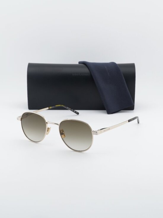 Saint Laurent SL555 003 Round Sunglasses - Gold / Brown main image 10